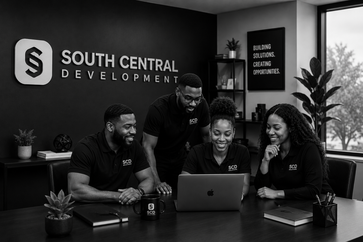 South Central Development team collaborating in the office